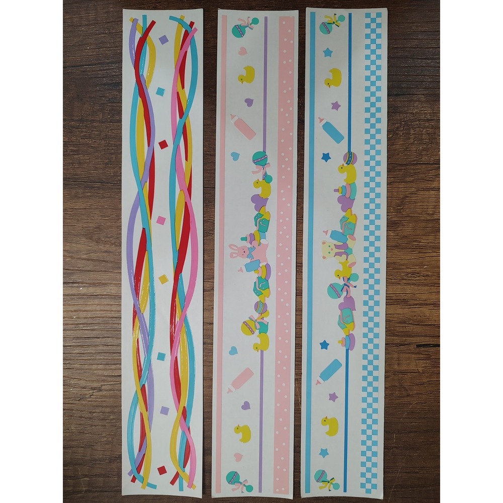 Lot of 3 Mrs Grossman's BABY THEME Scrapbook Border Strip Sticker Embellishment